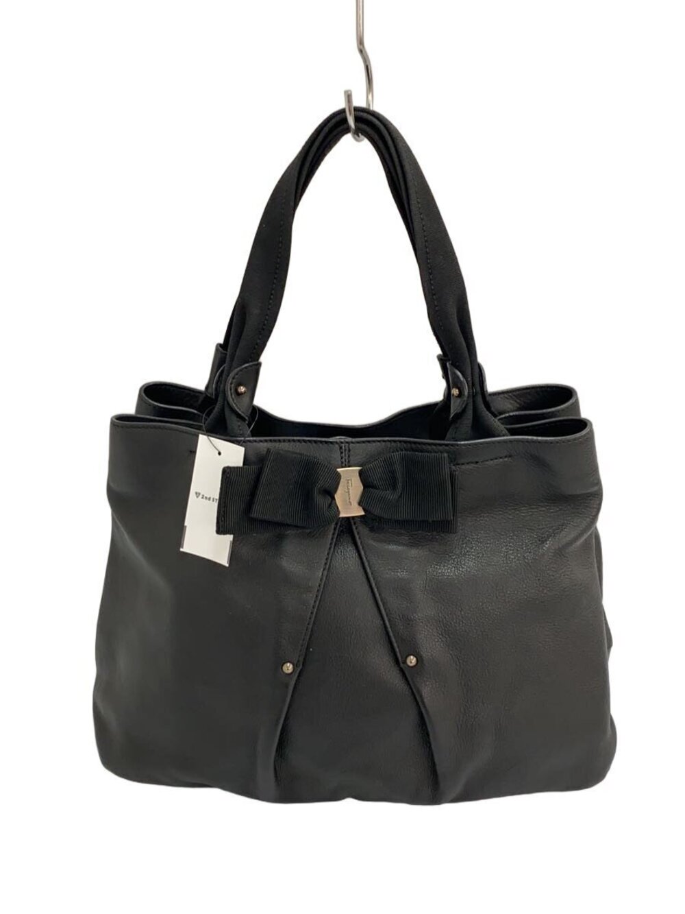 Salvatore Ferragamo calfskin Vara tote prominent grosgrain bow Black